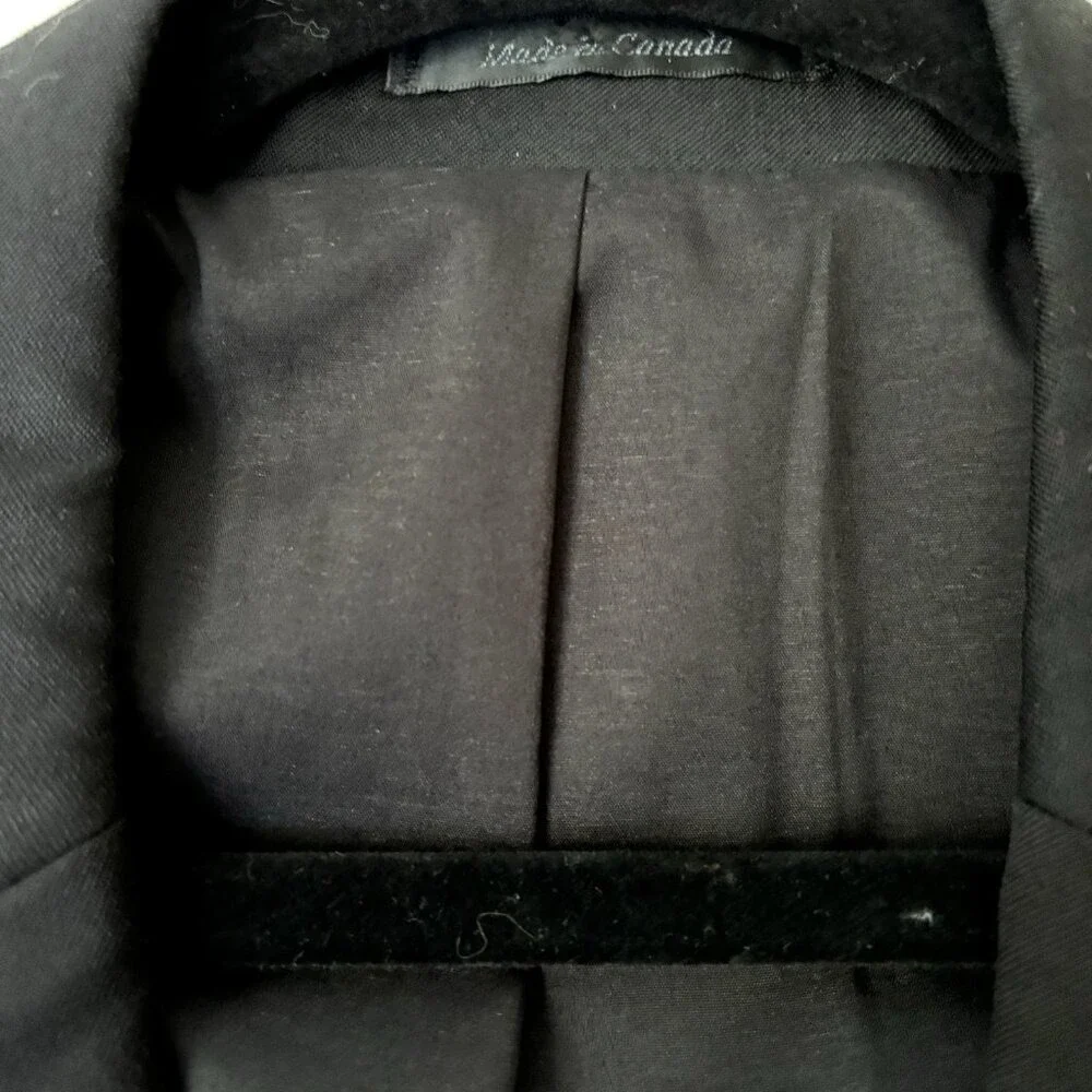Ralph Lauren Sport Coat Blazer‎ Size 46R Black Wool Suit Jacket Made in Canada